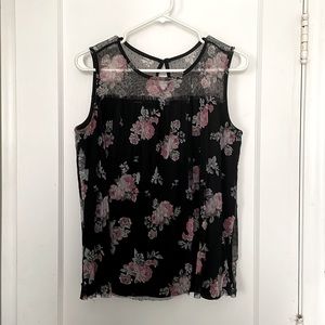 No boundaries layered black floral lace tank top
